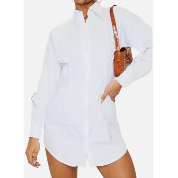 green emerald velvet dress Undress Edith White Denim Fitted Midi Shirt Dress main image 1